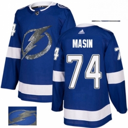 Tampa Bay Lightning 74 Dominik Masin Royal Blue Fashion Gold NHL jersey