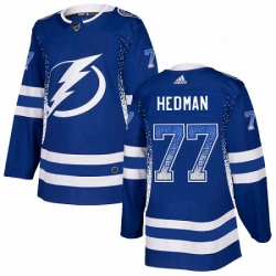 Tampa Bay Lightning 77 Victor Hedman Blue Drift Fashion NHL jersey