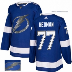 Tampa Bay Lightning 77 Victor Hedman Royal Blue Fashion Gold NHL jersey
