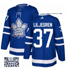 Toronto Maple Leafs 37 Timothy Liljegren Royal Blue Fashion Gold NHL jersey