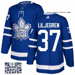 Toronto Maple Leafs 37 Timothy Liljegren Royal Blue Fashion Gold NHL jersey