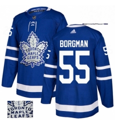 Toronto Maple Leafs 55 Andreas Borgman Royal Blue Fashion Gold NHL jersey