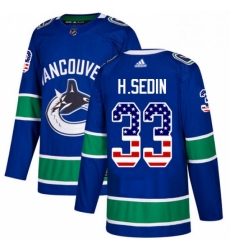 Vancouver Canucks 33 Henrik Sedin Blue USA Flag Fashion NHL jersey
