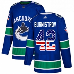 Vancouver Canucks 42 Alex Burmistrov Blue USA Flag Fashion NHL jersey
