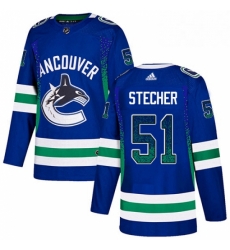 Vancouver Canucks 51 Troy Stecher Blue Drift Fashion NHL jersey