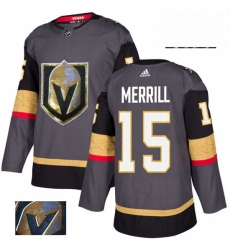 Vegas Golden Knights 15 Jon Merrill Gray Fashion Gold NHL jersey