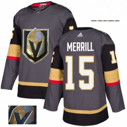 Vegas Golden Knights 15 Jon Merrill Gray Fashion Gold NHL jersey