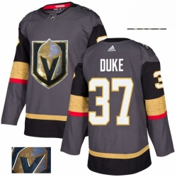 Vegas Golden Knights 37 Reid Duke Gray Fashion Gold NHL jersey