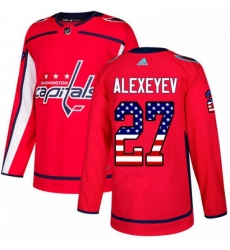 Washington Capitals 27 Alexander Alexeyev Red USA Flag Fashion NHL Jerse