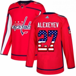 Washington Capitals 27 Alexander Alexeyev Red USA Flag Fashion NHL Jerse