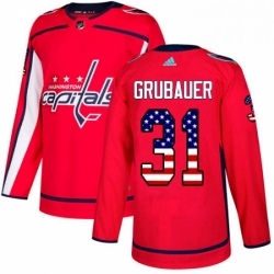 Washington Capitals 31 Philipp Grubauer Red USA Flag Fashion NHL jersey