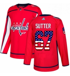 Washington Capitals 67 Riley Sutter Red USA Flag Fashion NHL Jerse