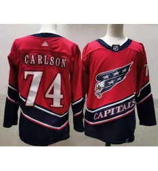 Washington Capitals 74 John Carlson Red 2020 21 Reverse Retro Jersey