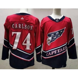 Washington Capitals 74 John Carlson Red 2020 21 Reverse Retro Jersey