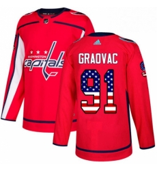 Washington Capitals 91 Tyler Graovac Red USA Flag Fashion NHL jersey