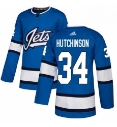 Winnipeg Jets 34 Michael Hutchinson Blue Alternate NHL jersey