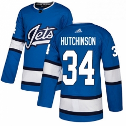 Winnipeg Jets 34 Michael Hutchinson Blue Alternate NHL jersey
