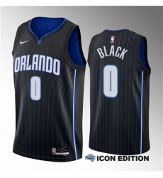 Orlando Magic 0 Anthony Black Black 2023 Draft Icon Edition Stitched Basketball Jersey