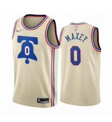 Philadelphia 76ers 0 Tyrese Maxey Cream NBA Swingman 2020 21 Earned Edition Jersey