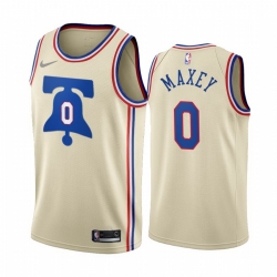 Philadelphia 76ers 0 Tyrese Maxey Cream NBA Swingman 2020 21 Earned Edition Jersey