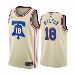 Philadelphia 76ers 18 Shake Milton Cream NBA Swingman 2020 21 Earned Edition Jersey