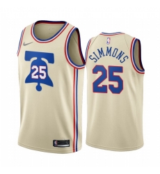 Philadelphia 76ers 25 Ben Simmons Cream NBA Swingman 2020 21 Earned Edition Jersey