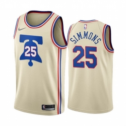 Philadelphia 76ers 25 Ben Simmons Cream NBA Swingman 2020 21 Earned Edition Jersey