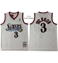 Philadelphia 76ers 3 Allen Iverson White 1997-98 Hardwood Classics Mesh Jersey
