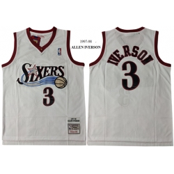Philadelphia 76ers 3 Allen Iverson White 1997-98 Hardwood Classics Mesh Jersey