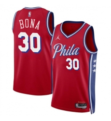 Philadelphia 76ers 30 Adam Bona Red 2024 Draft Statement Edition Stitched Jersey