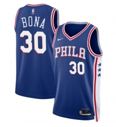 Philadelphia 76ers 30 Adam Bona Royal 2024 Draft Icon Edition Stitched Jersey