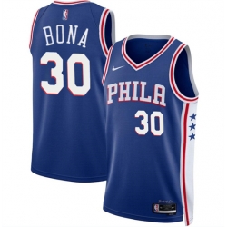 Philadelphia 76ers 30 Adam Bona Royal 2024 Draft Icon Edition Stitched Jersey