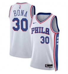 Philadelphia 76ers 30 Adam Bona White 2024 Draft Association Edition Stitched Jersey