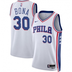 Philadelphia 76ers 30 Adam Bona White 2024 Draft Association Edition Stitched Jersey