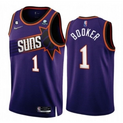 Phoenix Suns 1 Devin Booker 2022 23 Purple 75th Anniversary Icon Edition With NO 6 Patch Stitched Jersey