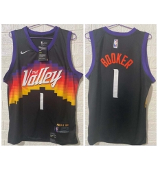 Phoenix Suns 1 Devin Booker Black 2020 21 City Edition Swingman Jersey