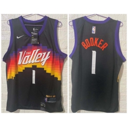 Phoenix Suns 1 Devin Booker Black 2020 21 City Edition Swingman Jersey