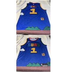 Phoenix Suns 1 Devin Booker Purple Print Basketball Jersey