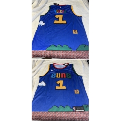 Phoenix Suns 1 Devin Booker Purple Print Basketball Jersey