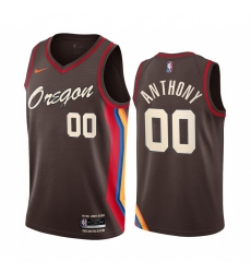 Portland Trail Blazers 00 Carmelo Anthony Chocolate NBA Swingman 2020 21 City Edition Jersey