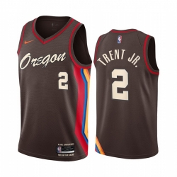 Portland Trail Blazers 2 Gary Trent Jr Chocolate NBA Swingman 2020 21 City Edition Jersey