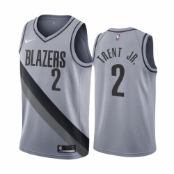 Portland Trail Blazers 2 Gary Trent Jr Gray NBA Swingman 2020 21 Earned Edition Jersey