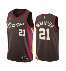 Portland Trail Blazers 21 Hassan Whiteside Chocolate NBA Swingman 2020 21 City Edition Jersey