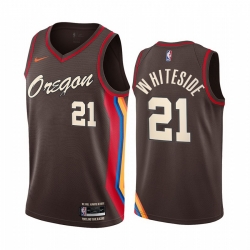 Portland Trail Blazers 21 Hassan Whiteside Chocolate NBA Swingman 2020 21 City Edition Jersey