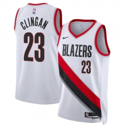Portland Trail Blazers 23 Donovan Clingan White 2024 Draft Association Edition Stitched Basketball Jersey