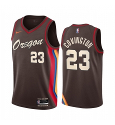 Portland Trail Blazers 23 Robert Covington Chocolate NBA Swingman 2020 21 City Edition Jersey