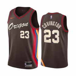 Portland Trail Blazers 23 Robert Covington Chocolate NBA Swingman 2020 21 City Edition Jersey