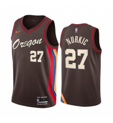 Portland Trail Blazers 27 Jusuf Nurkic Chocolate NBA Swingman 2020 21 City Edition Jersey