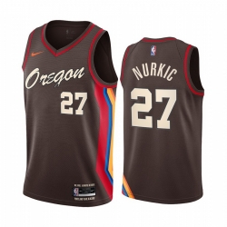 Portland Trail Blazers 27 Jusuf Nurkic Chocolate NBA Swingman 2020 21 City Edition Jersey