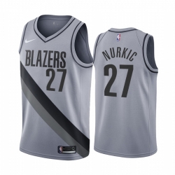 Portland Trail Blazers 27 Jusuf Nurkic Gray NBA Swingman 2020 21 Earned Edition Jersey